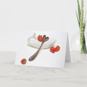Walnut Heart spoon med jordgubbar och fisk Helgkort