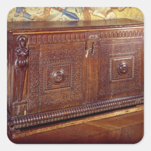 Walnut Sideboard, Lyonnais School Fyrkantigt Klistermärke