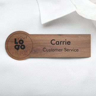 Walnut Wood Business Logotyp Modern Employee Namn  Namnbricka