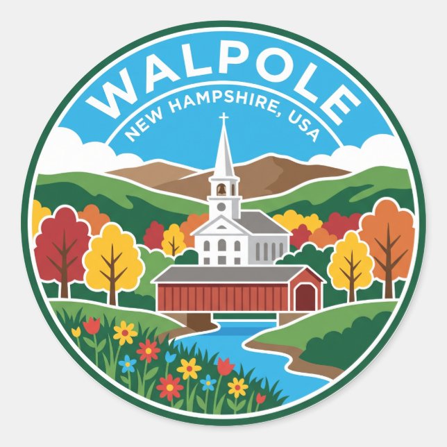 Walpole USA Runt Klistermärke (Framsida)