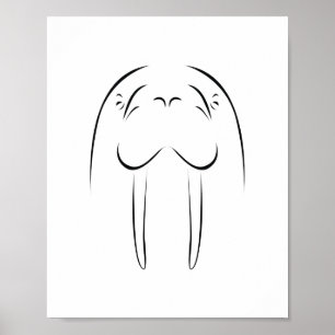 Walrus Ansikte Silhouette Poster