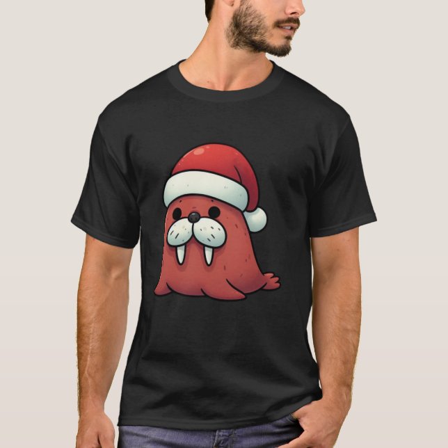 Walrus Claus Santa s Arktis Helper jul T Shirt (Framsida)