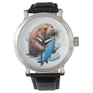 Walrus Fishing in the Sea Armbandsur