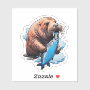 Walrus Fishing in the Sea Klistermärken
