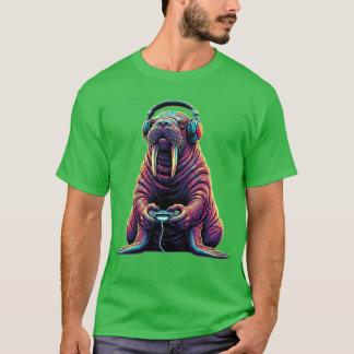 Walrus Gaming Animal Video Games Funny Walrus Prem T Shirt