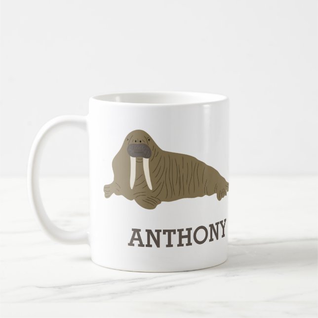 Walrus Graphic Realistic Stil Illustration Kaffemugg (Vänster)