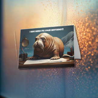 Walrus-läsning papper tack kort