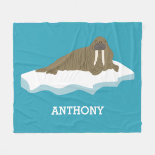 Walrus på en Personlig i Iceberg Illustration Fleecefilt