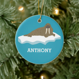 Walrus på en Personlig i Iceberg Illustration Julgransprydnad Keramik