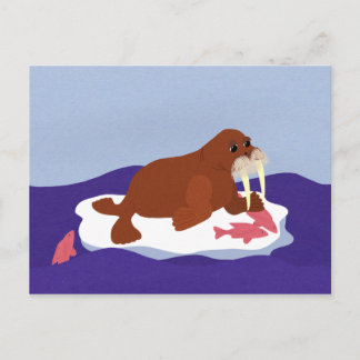 Walrus på Iceberg med Fish Vykort