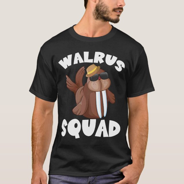 Walrus Squad Tusks Ice Rink Vänpped Marine Mamma T Shirt (Framsida)