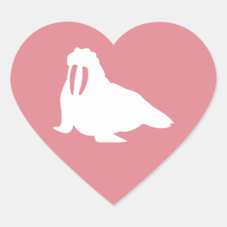 Walrus Sticker Hjärtformat Klistermärke