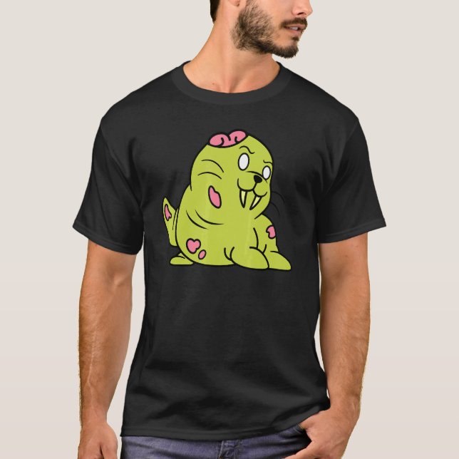 Walrus Zombie Halloween Horror Cute Monster Sea An T Shirt (Framsida)
