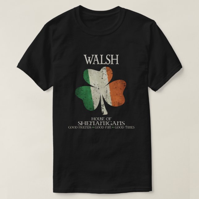Walsh Efternamn Familj Irland Irländska huset Shen T Shirt (Design framsida)