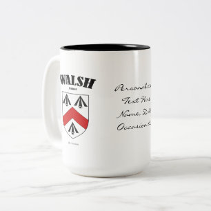Walsh Family Crest, Translation & Meaning Två-Tonad Mugg