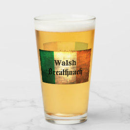 Walsh Surname på Irish Flagga Glaskopp