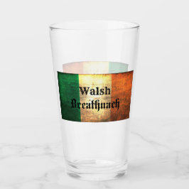 Walsh Surname på Irish Flagga Glaskopp