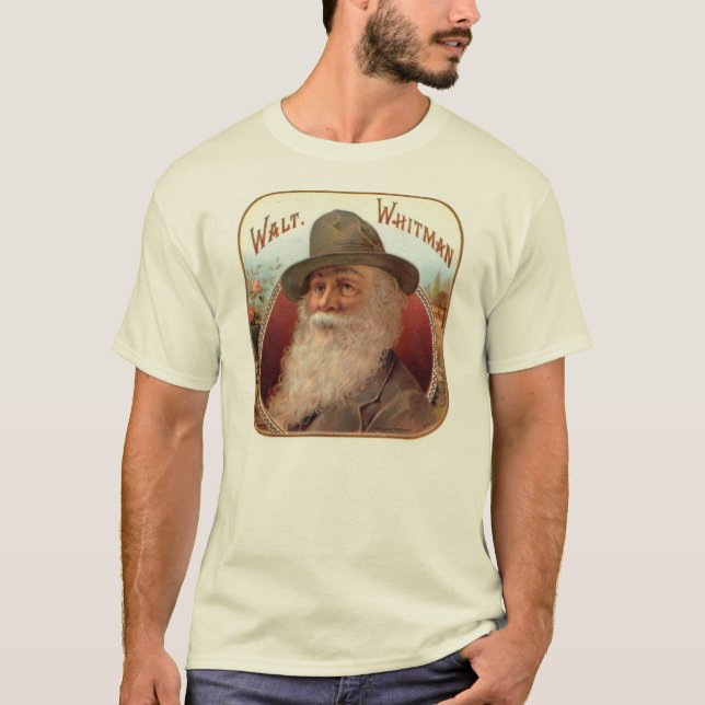Walt Whitman Cigar-etikett Tee Shirt (Framsida)