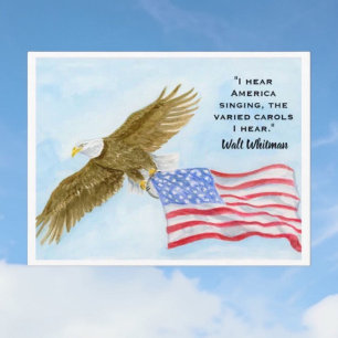 Walt Whitman-citat Havsörn flygande med Amerika Helg Vykort
