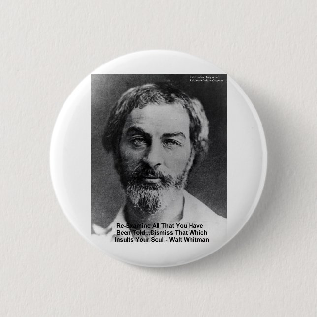 Walt Whitman "Förolämpa Själ" Citat Gåvor & Kort Knapp (Framsida)
