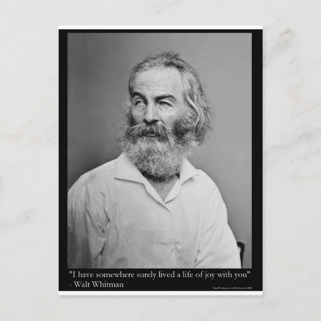 Walt Whitman Glädje Med Dig Kärlek Citat Muggar T- Vykort (Framsida)