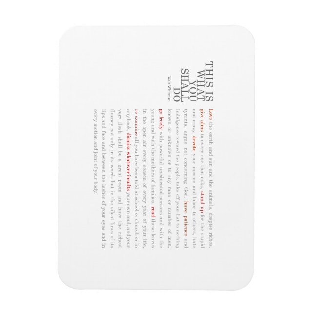 Walt Whitman Quote magnet (Vertikal)