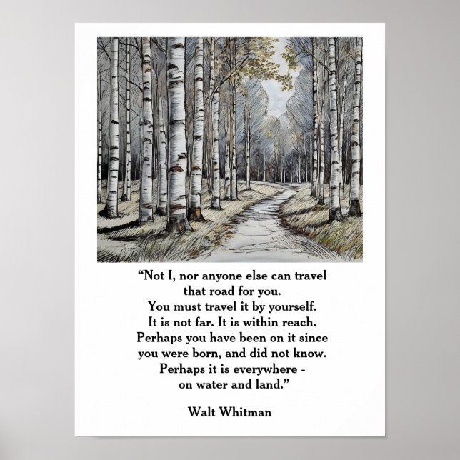 Walt Whitman Quote - vägen vi färdas på Poster (Framsidan)