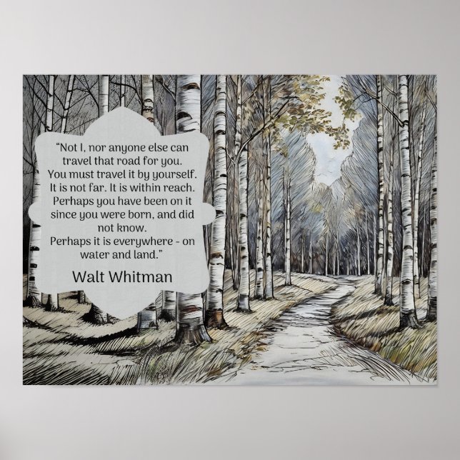 Walt Whitman Quote - vägen vi färdas på Poster (Framsidan)