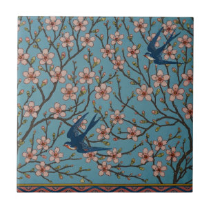Walter Crane Almond Blommar & Svälj Kakelplatta