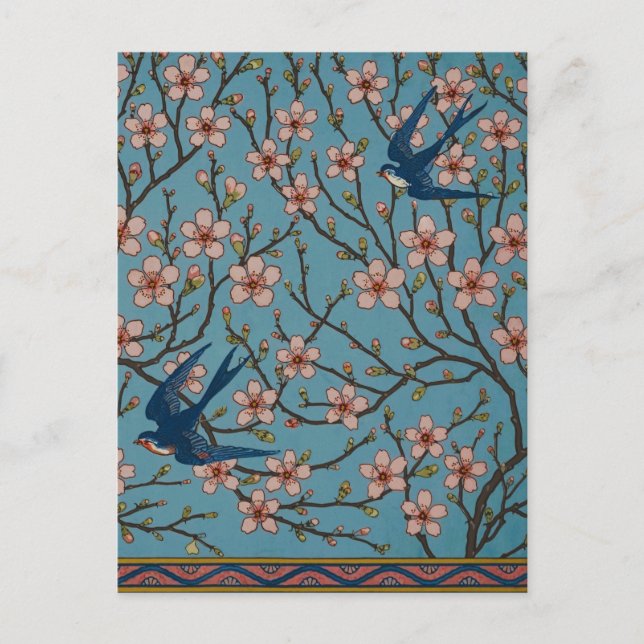 Walter Crane Almond Blommar & Svälj Vykort (Framsida)