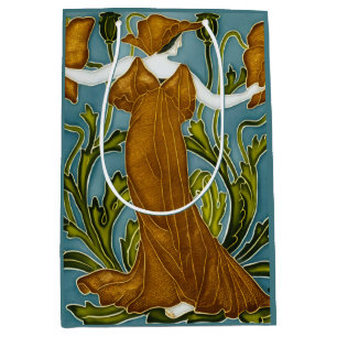 Walter Crane Art Nouveau Orange Poppy Maiden