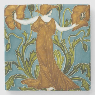 Walter Crane Art Nouveau Orange Vallmojungfrun Stenunderlägg