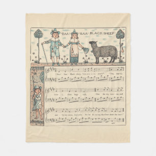 Walter Crane Baa Baa Svarta Får Vaggvisa Rim Fleecefilt