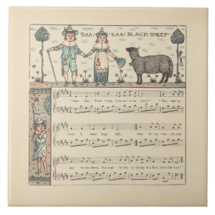 Walter Crane Baa Baa Svarta Får Vaggvisa Rim Kakelplatta