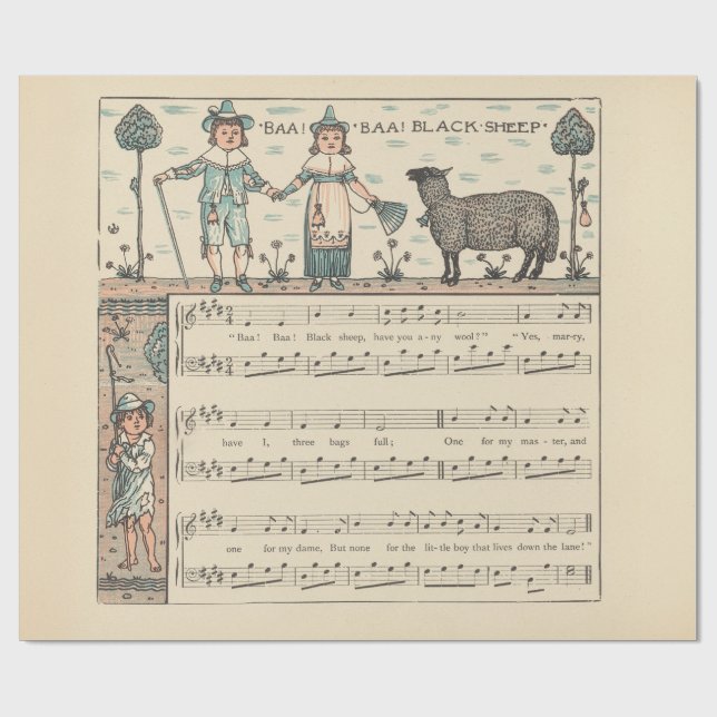 Walter Crane Baa Baa Svarta Får Vaggvisa Rim Presentpapper (Platt)