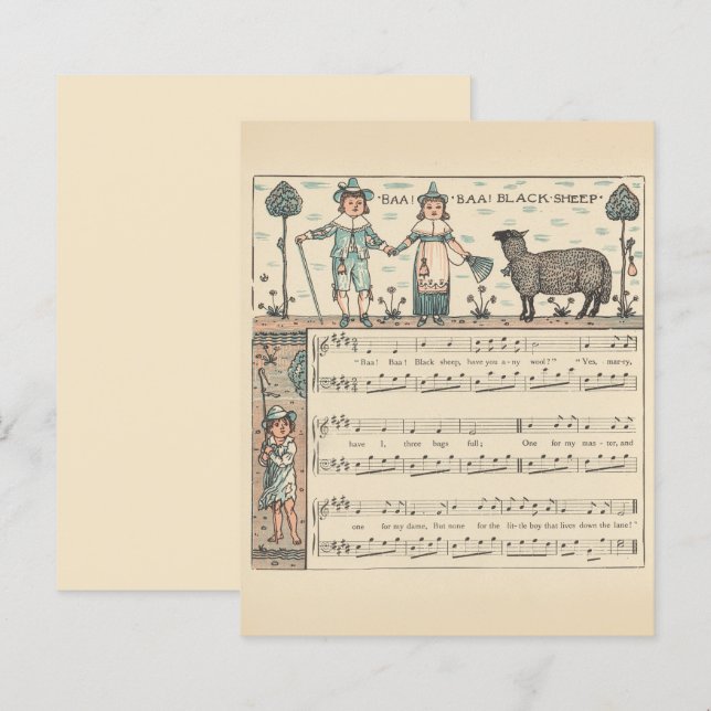 Walter Crane Baa Baa Svarta Får Värnurim (Fram/baksida)