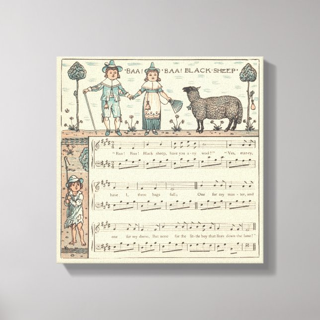 Walter Crane Baa Baa Svarta Får Värnurim Canvastryck (Framsida)