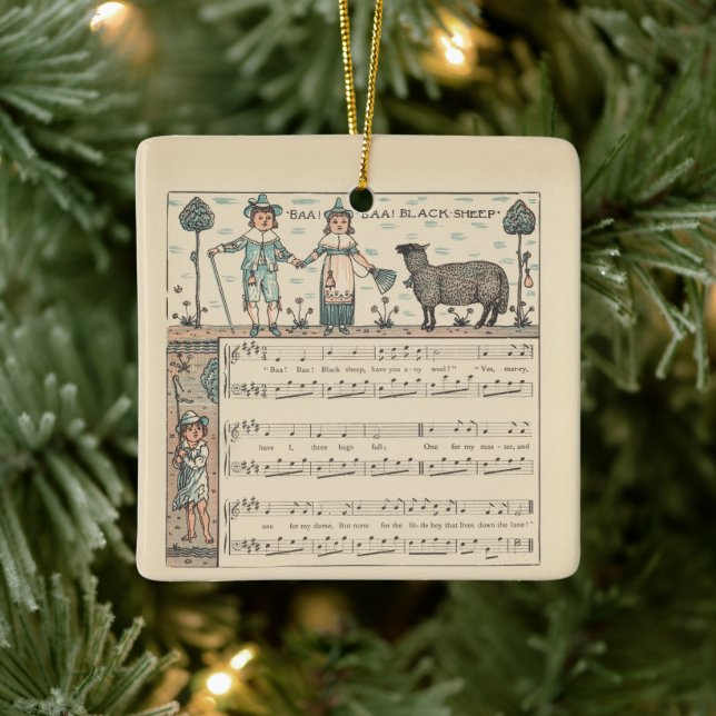 Walter Crane Baa Baa Svarta Får Värnurim Julgransprydnad Keramik (Träd)