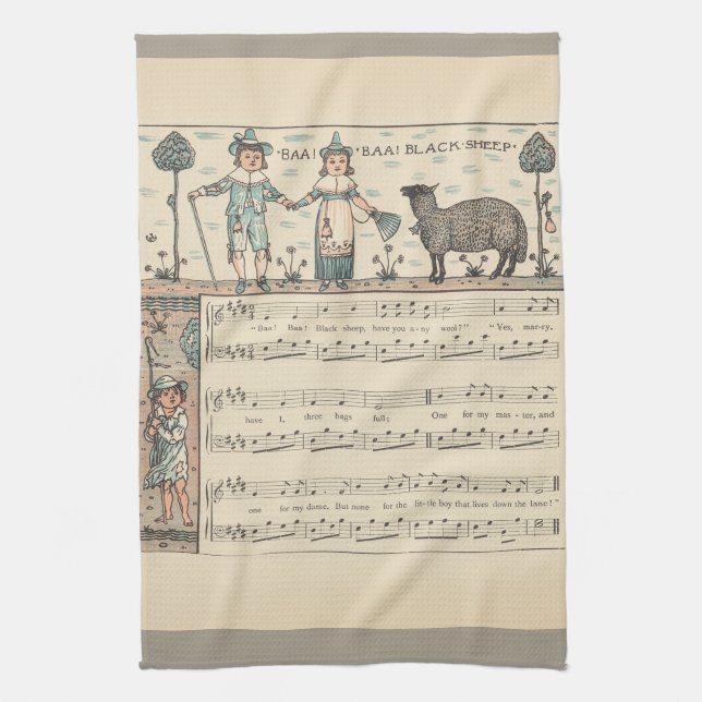 Walter Crane Baa Baa Svarta Får Värnurim Kökshandduk (Vertikal)