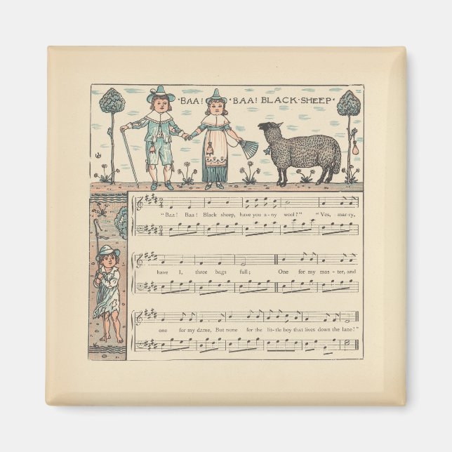 Walter Crane Baa Baa Svarta Får Värnurim Magnet (Framsidan)