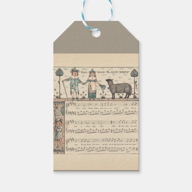 Walter Crane Baa Baa Svarta Får Värnurim Presentetikett (Framsidan)