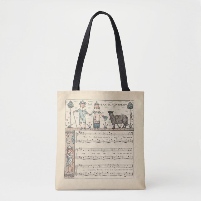 Walter Crane Baa Baa Svarta Får Värnurim Tygkasse (Framsida)