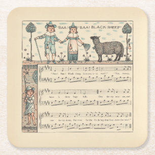 Walter Crane Baa Baa Svarta Får Värnurim Underlägg Papper Kvadrat