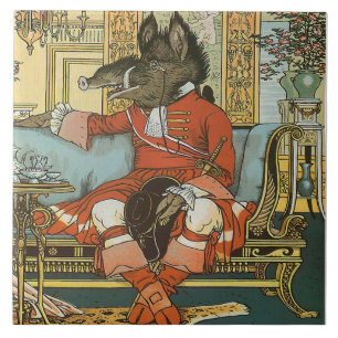 Walter Crane Beauty & Beast c1885 Repro Beast Tile Kakelplatta