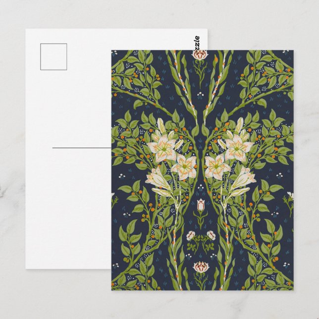 Walter Crane Berried Grenar med White Lilies Vykort (Fram/baksida)