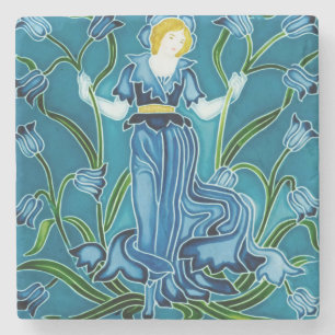 Walter Crane Blåklocka Art Nouveau Blomma Jungfru Stenunderlägg