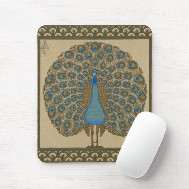 Walter Crane Blue Peacock med utspridningen svan Musmatta (Med mus)