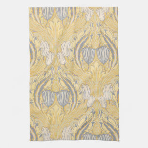 Walter Crane Blue White Tulips & Acanthus Kökshandduk
