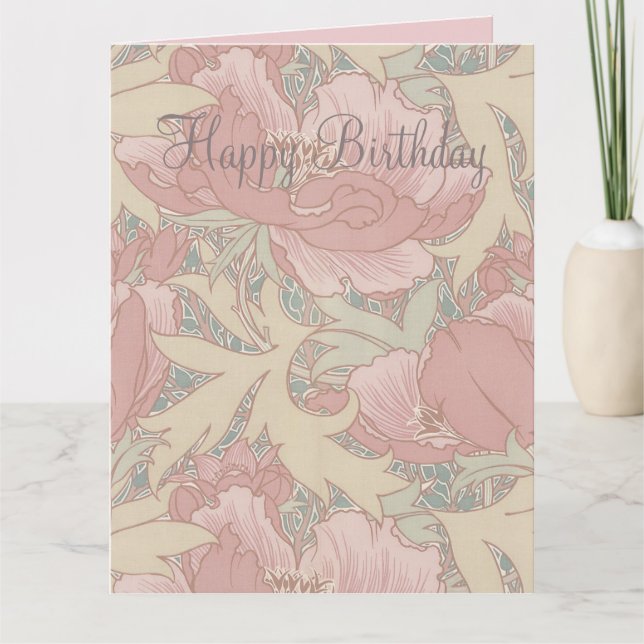 Walter Crane Flowers Birthday Card Kort (Framsida)