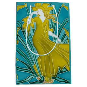Walter Crane Gul Narciss Art Nouveau Kakel